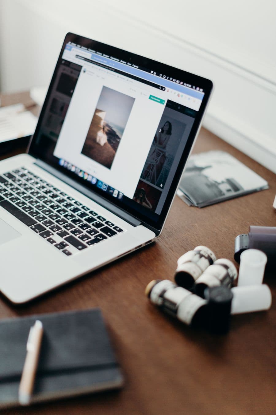 Designer workspace with laptop